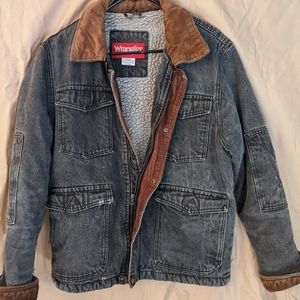 Distressed Jeans Faux Fur Lined Wrangler Jacket